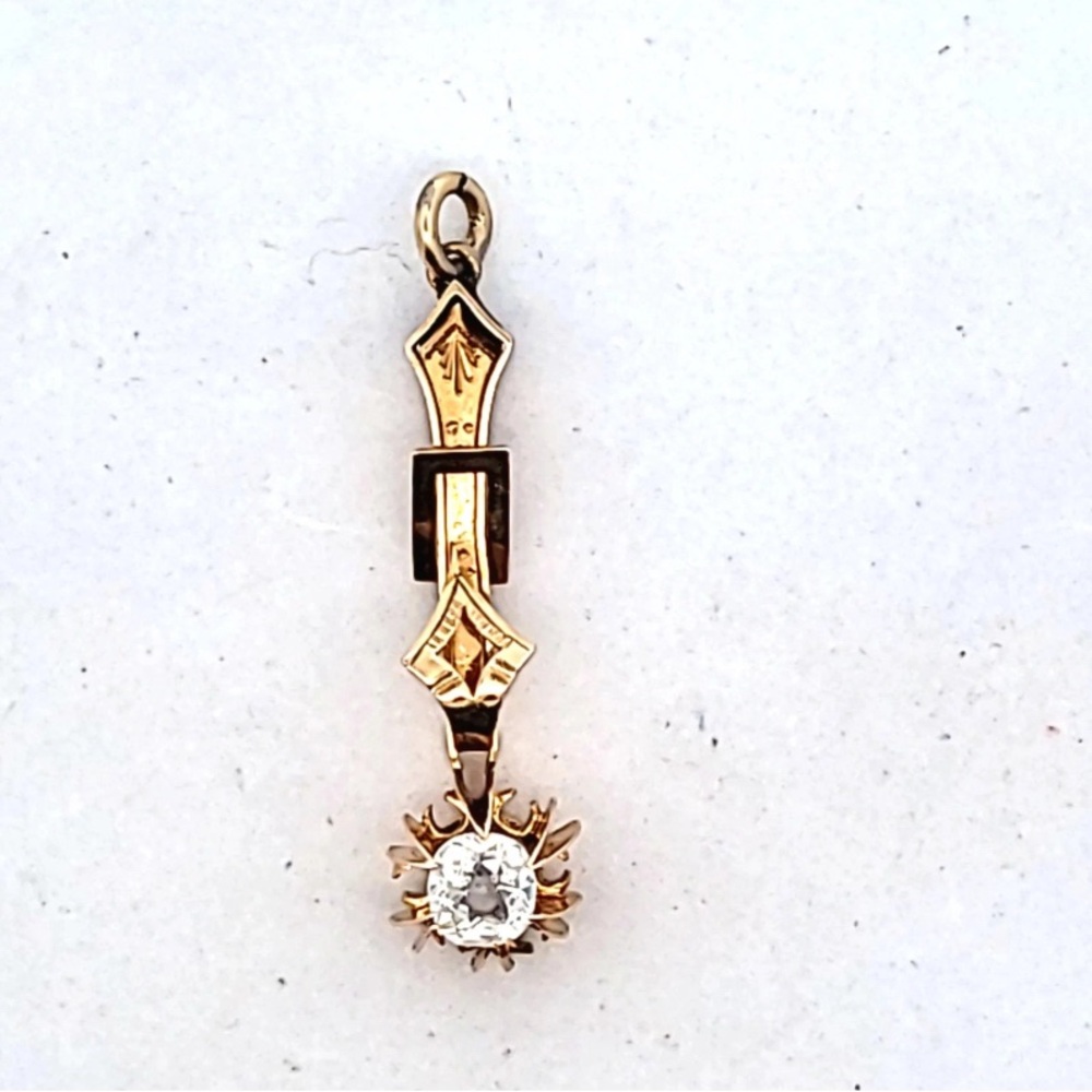 Antique 10K Yellow Gold Victorian Paste Pendant